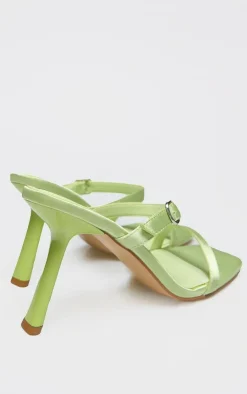 PrettyLittleThing Mules*Satin Square Toe Strappy Heeled Mule Sandals