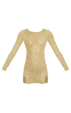 Sheer Sequin Cowl Back Shift Dress-PrettyLittleThing Discount