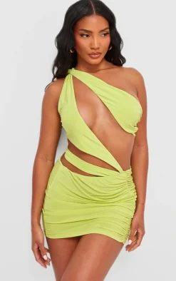 Slinky One Shoulder Cut Out Low Waist Bodycon Dress-PrettyLittleThing Clearance