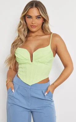 PrettyLittleThing Corsets*Strappy Pleated Bust Corset Detail Crop Top