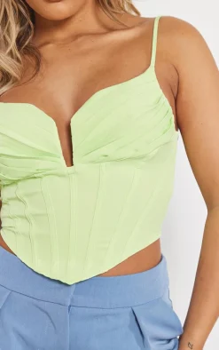 PrettyLittleThing Corsets*Strappy Pleated Bust Corset Detail Crop Top