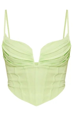 PrettyLittleThing Corsets*Strappy Pleated Bust Corset Detail Crop Top