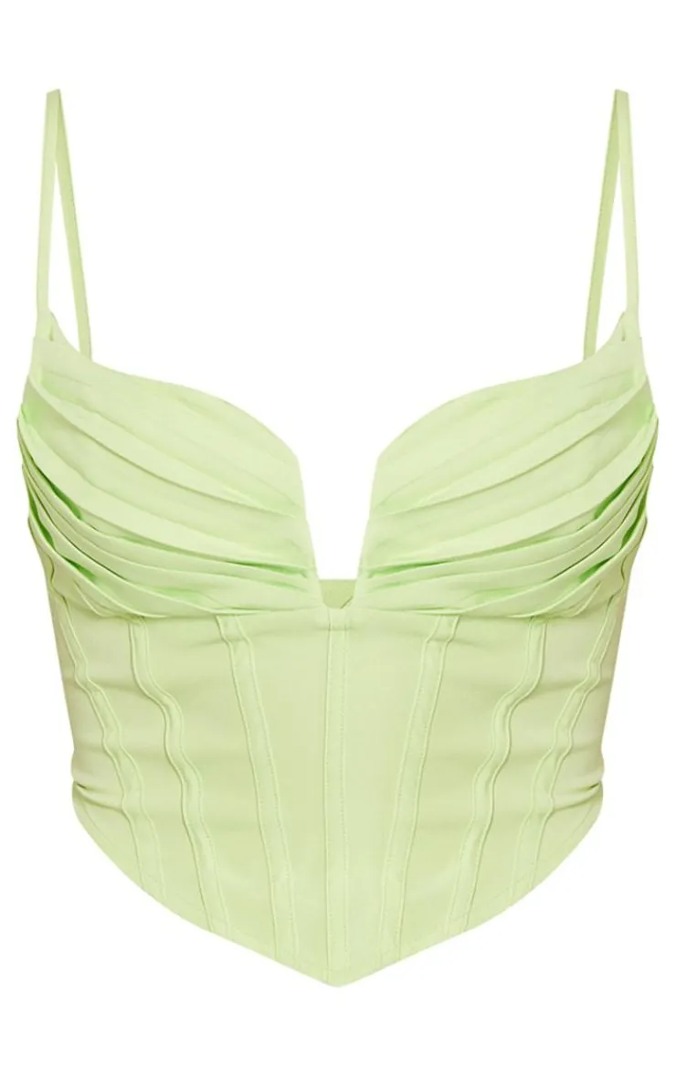 PrettyLittleThing Corsets*Strappy Pleated Bust Corset Detail Crop Top