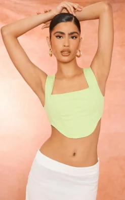 PrettyLittleThing Corsets*Stretch Woven Boned Corset Crop Top