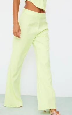 New PrettyLittleThing Woven High Waist Wide Leg Pants Lime