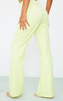 New PrettyLittleThing Woven High Waist Wide Leg Pants Lime