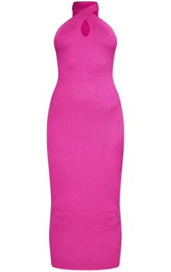 Plunge Twist Maxi Knitted Dress-PrettyLittleThing Discount