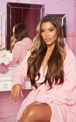PrettyLittleThing Hair Extensions*LullaBellz 22" 5 Piece Straight Clip In Hair Extensions Choc Brown