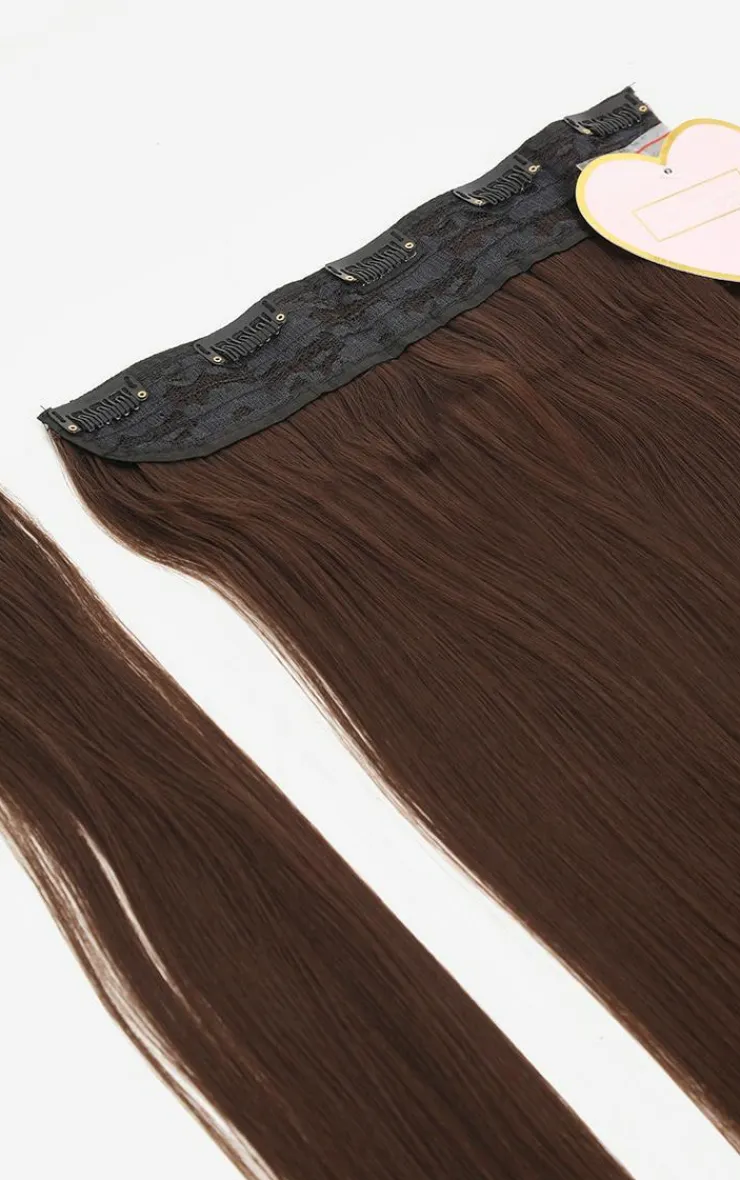 PrettyLittleThing Hair Extensions*LullaBellz 22" 5 Piece Straight Clip In Hair Extensions Choc Brown