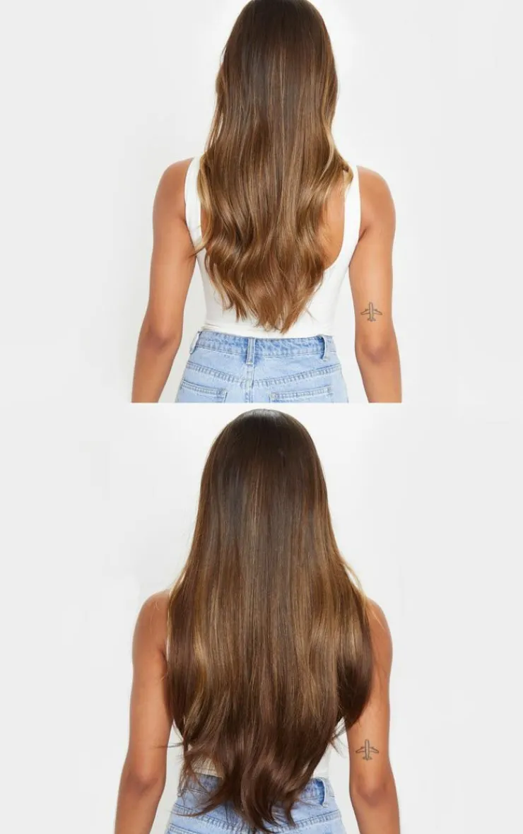 PrettyLittleThing Hair Extensions*LullaBellz 22" 5 Piece Straight Clip In Hair Extensions Choc Brown