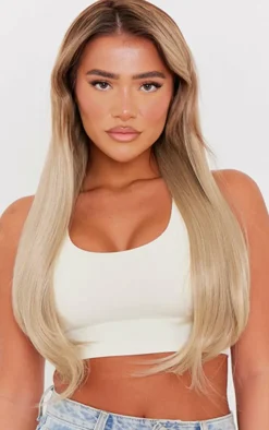 PrettyLittleThing Hair Extensions*Lullabellz 22" 5 Piece Super Thick Rooted Straight Clip In Hair Extensions