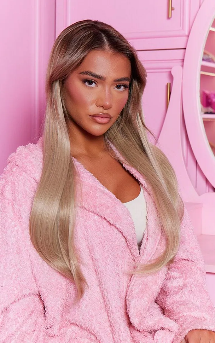PrettyLittleThing Hair Extensions*Lullabellz 22" 5 Piece Super Thick Rooted Straight Clip In Hair Extensions