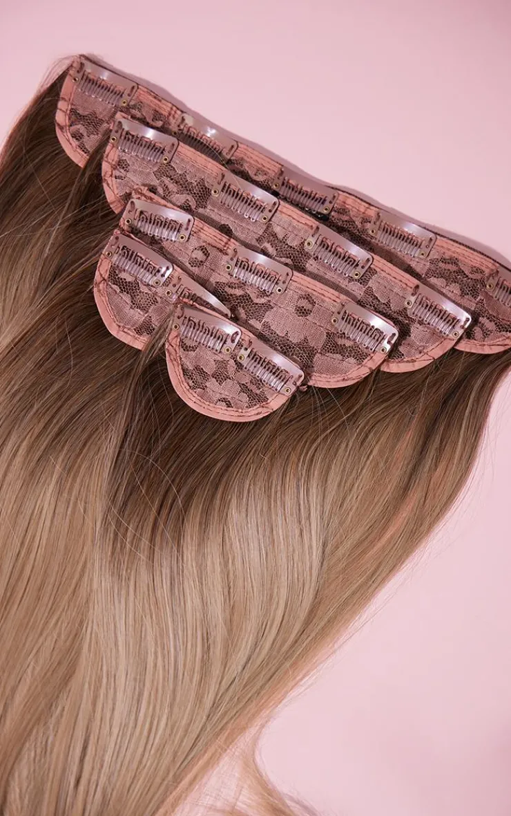 PrettyLittleThing Hair Extensions*Lullabellz 22" 5 Piece Super Thick Rooted Straight Clip In Hair Extensions