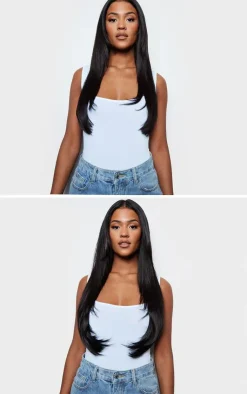PrettyLittleThing Hair Extensions*Lullabellz Thick 24` 1 Piece Straight Clip In Hair Extensions Dark Brown