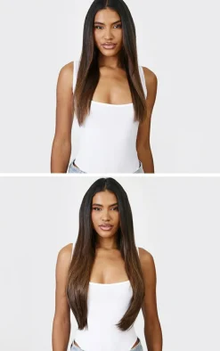 PrettyLittleThing Hair Extensions*Lullabellz Thick 24` 1 Piece Straight Clip In Hair Extensions Warm Brunette
