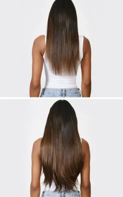 PrettyLittleThing Hair Extensions*Lullabellz Thick 24` 1 Piece Straight Clip In Hair Extensions Warm Brunette