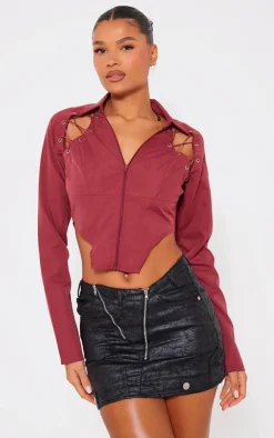 Lace Up Side And Front Pointed Hem Shirt-PrettyLittleThing Best