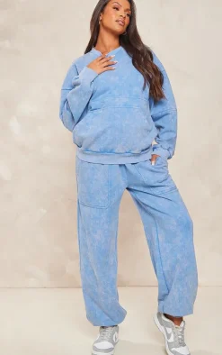 PrettyLittleThing Blue Sweatsuits*Maternity Oversized Seam Detail Sweatpants
