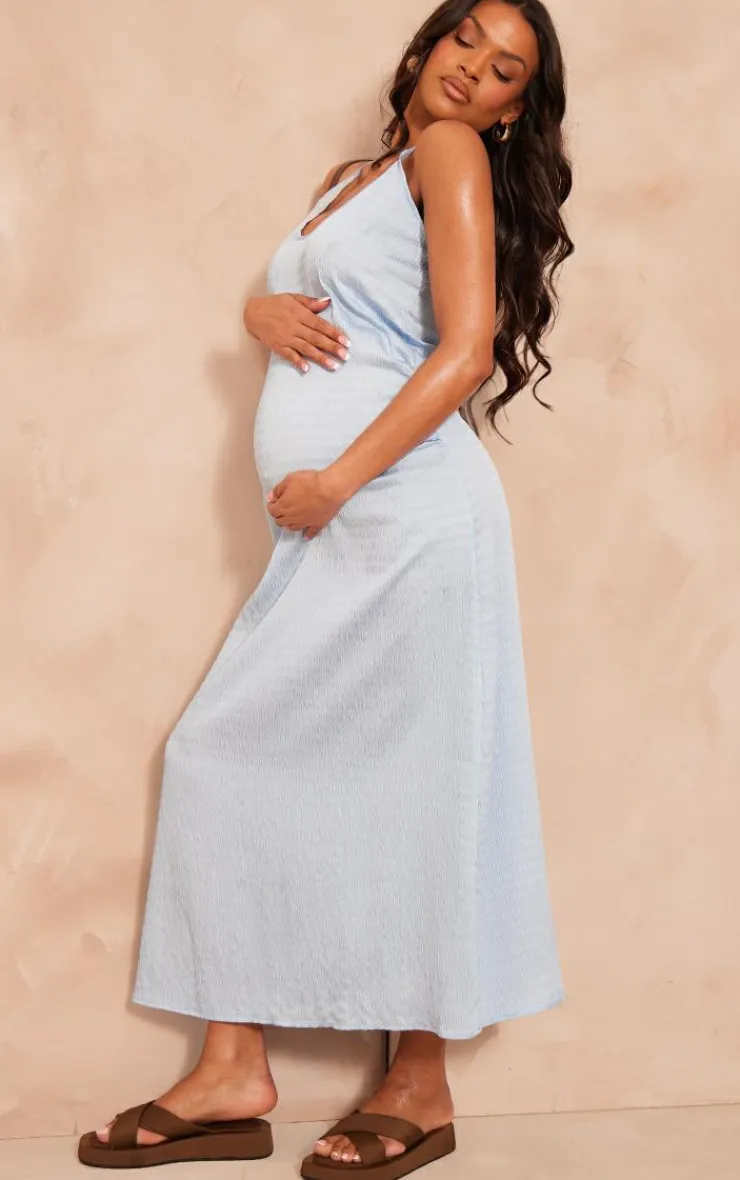 Maternity Textured Satin Low Neck Maxi Dress-PrettyLittleThing Hot