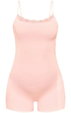PrettyLittleThing Snatched*Maternity Snatched Sculpt Lace Trim Romper