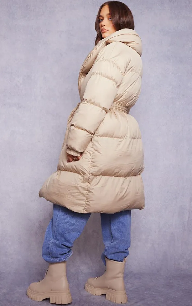 PrettyLittleThing Puffer Jackets*Maternity Oversized Belted Longline Puffer Coat
