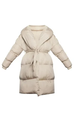 PrettyLittleThing Puffer Jackets*Maternity Oversized Belted Longline Puffer Coat