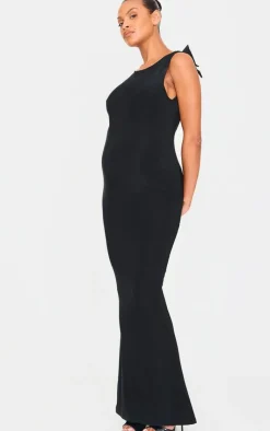 Maternity Bow Detail Open Back Maxi Dress-PrettyLittleThing Outlet