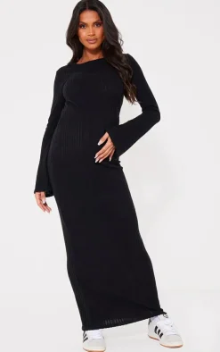 Maternity Brushed Rib Long Sleeve Maxi Dress-PrettyLittleThing Discount