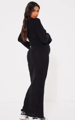 Maternity Brushed Rib Long Sleeve Maxi Dress-PrettyLittleThing Discount