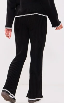 Outlet PrettyLittleThing Maternity Contrast Trim Knit Flares Black
