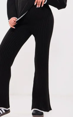 Outlet PrettyLittleThing Maternity Contrast Trim Knit Flares Black
