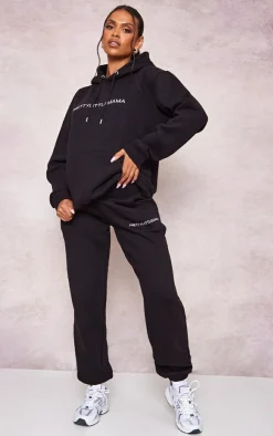Clearance PrettyLittleThing Maternity Embroidered Pretty Little Mama Sweatpants Black