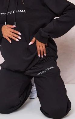 Clearance PrettyLittleThing Maternity Embroidered Pretty Little Mama Sweatpants Black