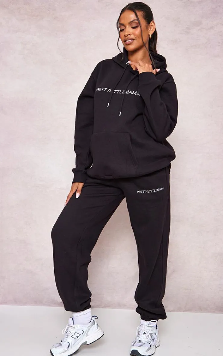 Best PrettyLittleThing Maternity Embroidered PrettyLittleMama Hoodie Black