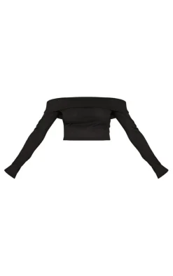 Best PrettyLittleThing Maternity Fold Over Bardot Top Black