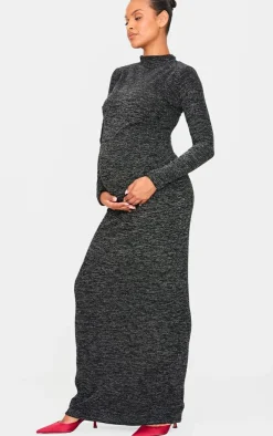 Maternity Glitter Long Sleeve Maxi Dress-PrettyLittleThing Online