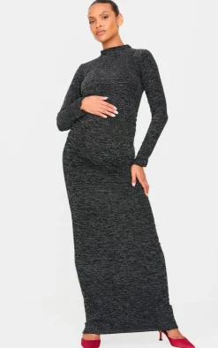 Maternity Glitter Long Sleeve Maxi Dress-PrettyLittleThing Online