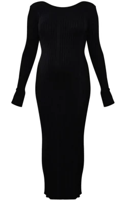 Maternity Knitted Midaxi Tie Back Bodycon Dress-PrettyLittleThing Clearance