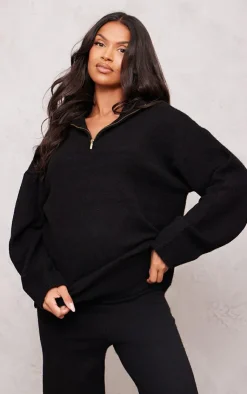 PrettyLittleThing Knitted Two Piece Sets*Maternity Knitted Slouchy Half Zip Sweater