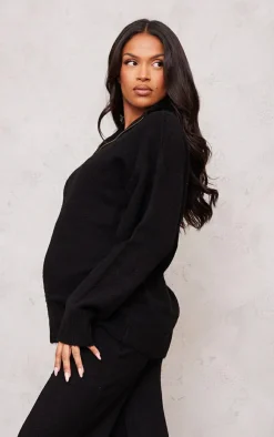 PrettyLittleThing Knitted Two Piece Sets*Maternity Knitted Slouchy Half Zip Sweater
