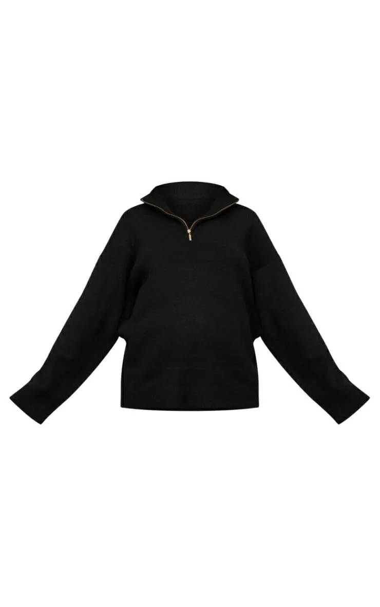 PrettyLittleThing Knitted Two Piece Sets*Maternity Knitted Slouchy Half Zip Sweater