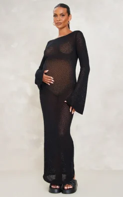 Maternity Knitted Scoop Back Maxi Dress-PrettyLittleThing