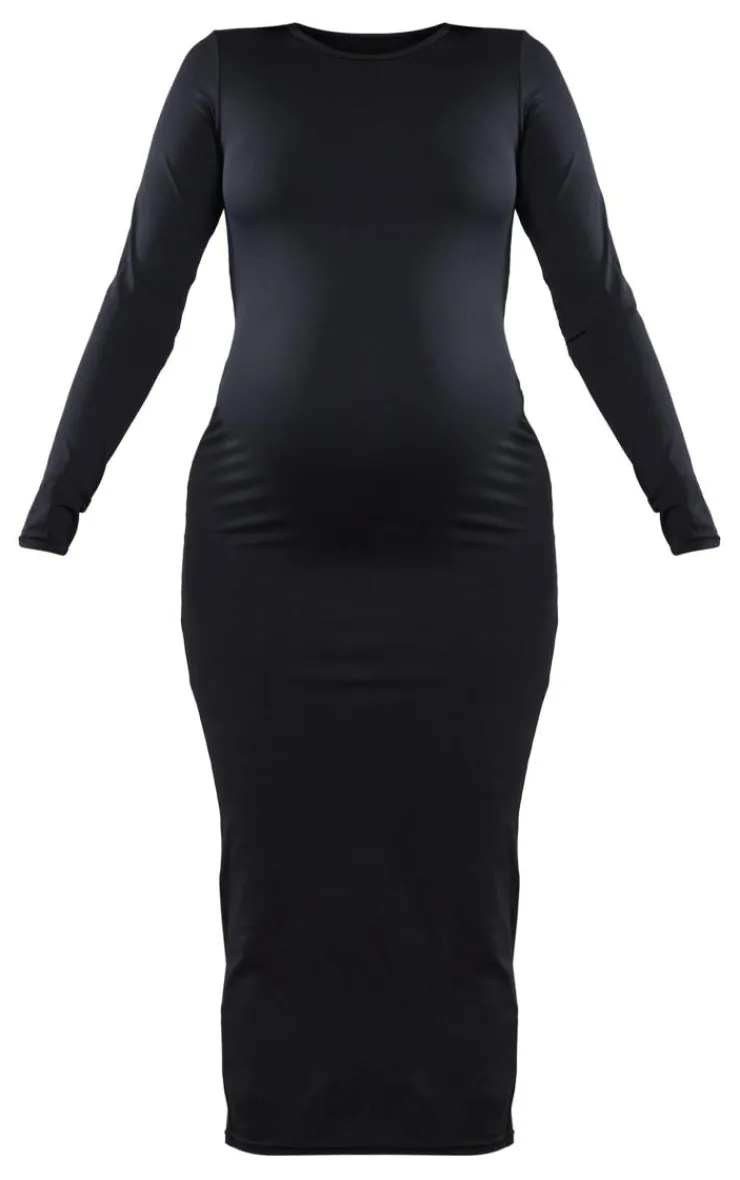 Maternity Long Sleeve Sculpt Luxe Midaxi Dress-PrettyLittleThing Best