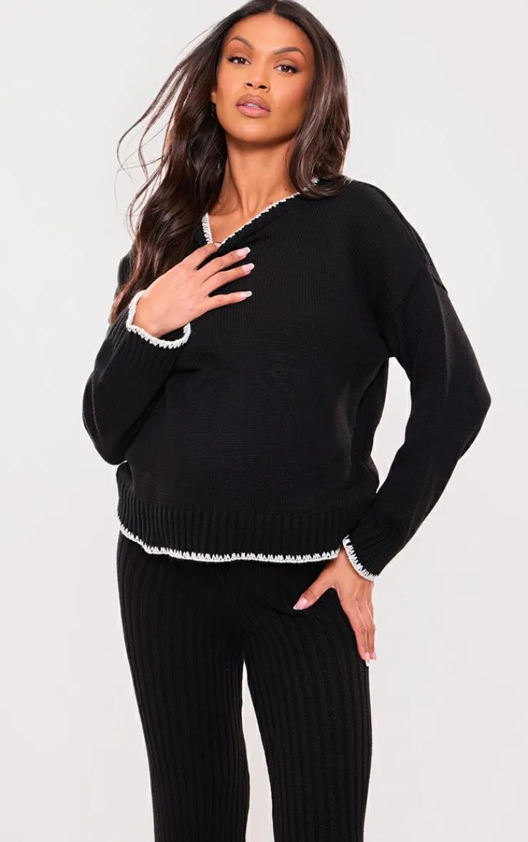 PrettyLittleThing Knitted Two Piece Sets*Maternity Long Sleeve Contrast Trim Sweater