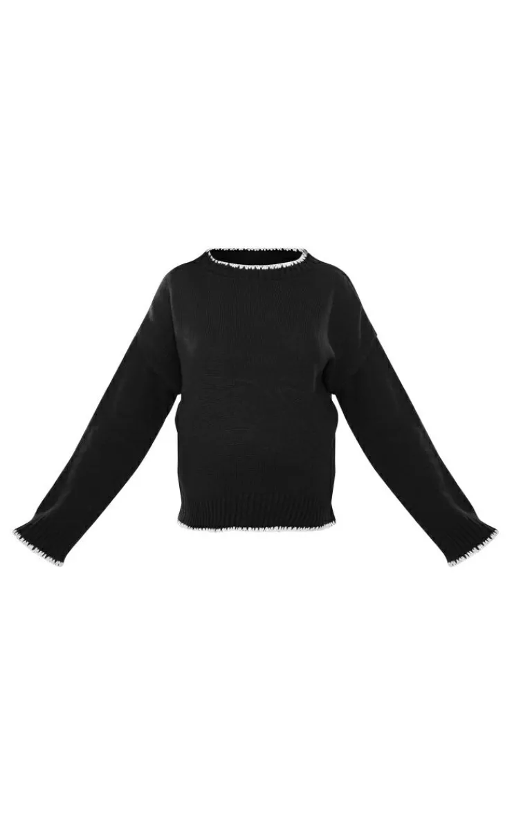 PrettyLittleThing Knitted Two Piece Sets*Maternity Long Sleeve Contrast Trim Sweater