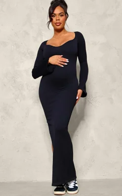 Maternity Long Sleeve Snatched Rib Dress-PrettyLittleThing Discount