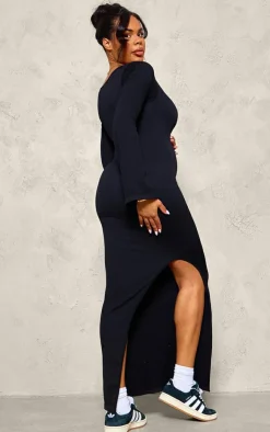 Maternity Long Sleeve Snatched Rib Dress-PrettyLittleThing Discount