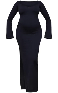 Maternity Long Sleeve Snatched Rib Dress-PrettyLittleThing Discount