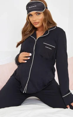 Maternity Black Mama Long Sleeve PJ Top