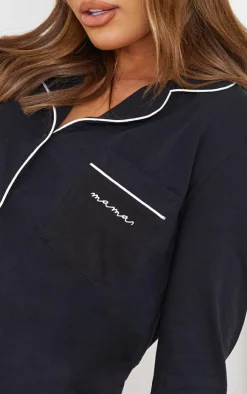 Maternity Black Mama Long Sleeve PJ Top